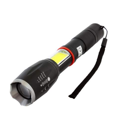 Lanterna LED COB U3 cu ZOOM, 9W, impermeabila, 6 moduri de iluminare, cu suport de bicicleta