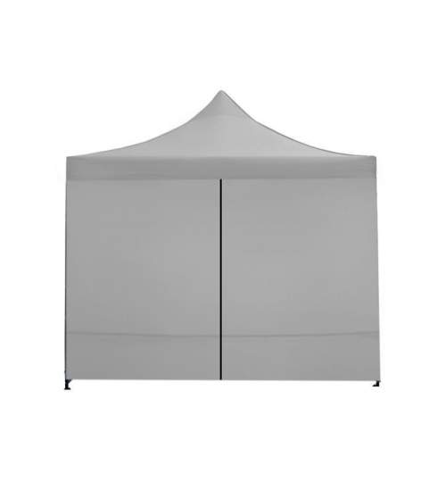 Cort Pavilion Pliabil 3x3 m pentru Curte, Gradina sau Evenimente cu 4 Pereti, Inchidere cu Fermoar, Culoare Gri