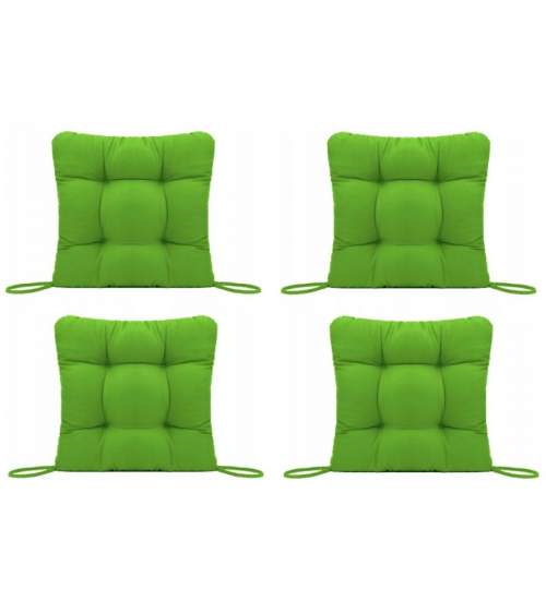 Set Perne decorative pentru scaun de bucatarie sau terasa, dimensiuni 40x40cm, culoare Verde, 4 bucati/set