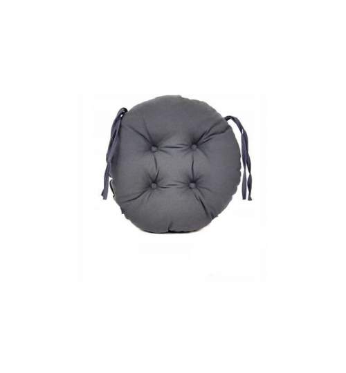 Perna decorativa rotunda, pentru scaun de bucatarie sau terasa, diametrul 35cm, culoare gri inchis