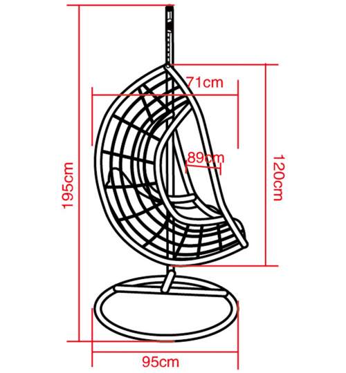 Leagan Balansoar suspendat tip Scoica pentru Curte sau Gradina, cu Perne si Suport Metalic, 100kg, Culoare Cappuccino