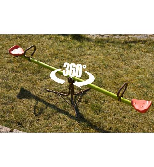 Balansoar de gradina metalic pentru copii, cu 2 locuri, rotatic 360 grade, 200cm