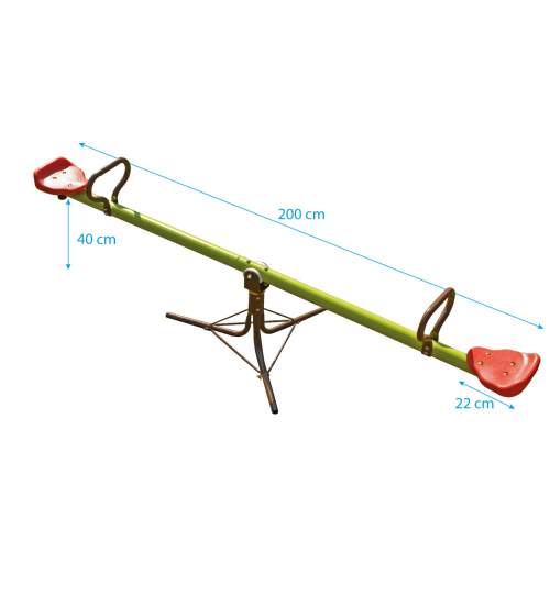 Balansoar de gradina metalic pentru copii, cu 2 locuri, rotatic 360 grade, 200cm