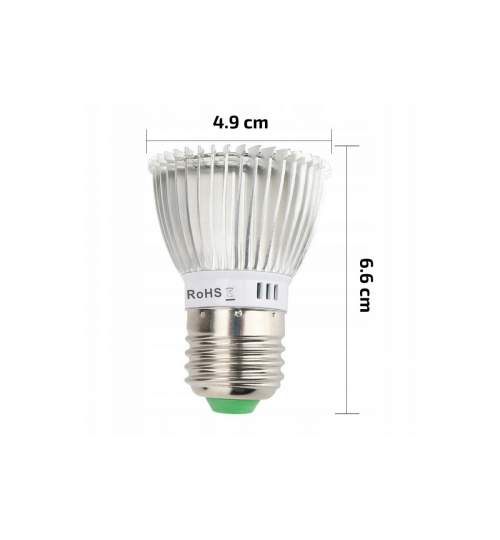 Bec Led E27, pentru cultivarea plantelor, 28 SMD, 10W