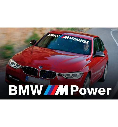 Sticker Auto Parbriz BMW M Power, alb