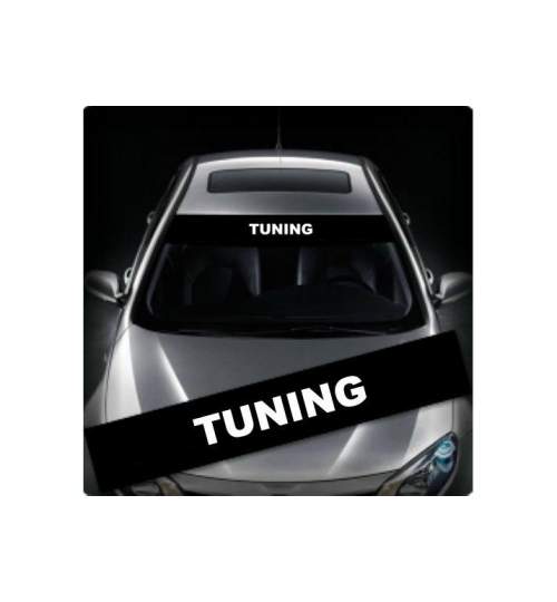 Sticker parasolar TUNING, 126 x 9 cm, scris alb