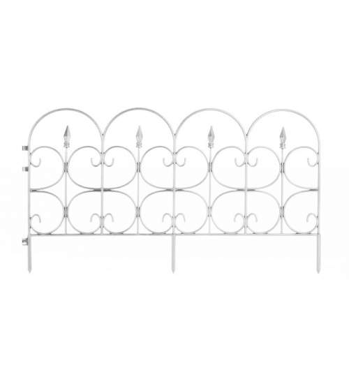 Gardulet ornamental pentru flori, flexibil, dimensiune 68x38 cm, culoare alb