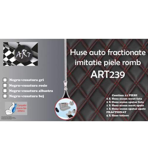 Huse auto fractionate  ART239 imitatie piele romb