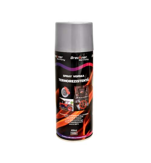 Spray vopsea ARGINTIU rezistent termic pentru etriere 450ml. Breckner BK83118