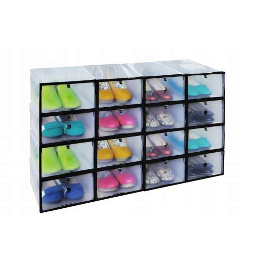 Set organizator cutie pentru depozitare incaltaminte, 12x29x20 cm, transparent, 10buc