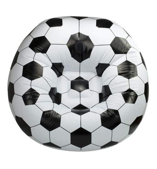 Scaun gonflabil fotoliu tip minge de fotbal, 90x90cm, alb/negru