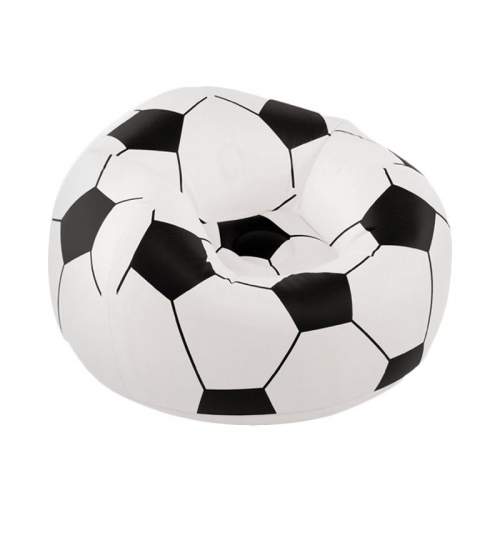 Scaun gonflabil fotoliu tip minge de fotbal, 90x90cm, alb/negru