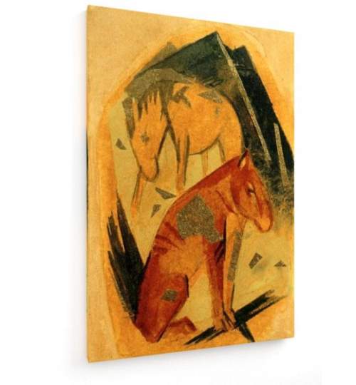 Tablou pe panza (canvas) - Franz Marc - Two horses in front of blue mountain AEU4-KM-CANVAS-1444