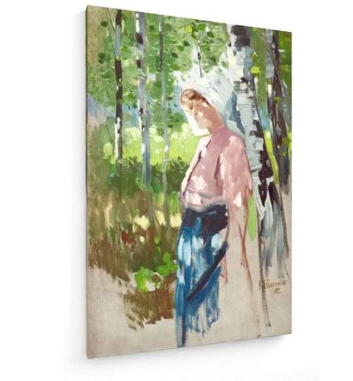 Tablou pe panza (canvas) - Karl Hagemeister - Jung Peasant Woman in a Birch Grove - Paintin AEU4-KM-CANVAS-1434