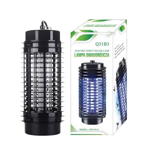 Lampa Electrica Aparat UV Anti Insecte, 30mp, Putere 9W, Inaltime 28cm, 230V, Negru