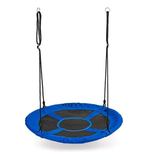 Leagan Balansoar rotund tip cuib pentru curte, gradina sau terasa, capacitate 150kg, diametru 100cm, culoare albastru