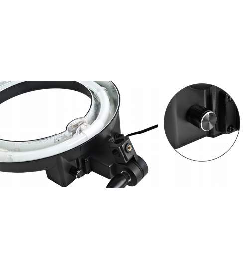 Set Foto Lampa Circulara 5600K + Trepied cu Inaltime Reglabila si sistem prindere pentru suport telefon sau camera video