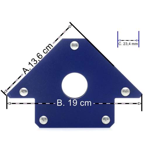 Dispozitiv magnetic Tagred pentru fixare sudura, 3 unghiuri, 34.5kg, albastru TGD13-TA622