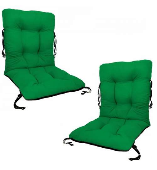 Set 2 perne decorative pentru scaun de bucatarie cu spatar, dimensiune sezut 42x40 cm, spatar 42x50 cm, culoare verde