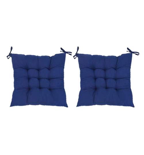 Set 2 Perne decorative pentru sezut scaun, dimensiuni 40x40x8cm, culoare Bleumarin