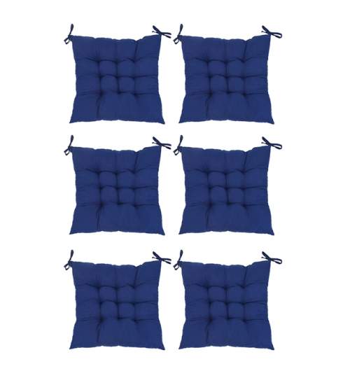 Set 6 Perne decorative pentru sezut scaun, dimensiuni 40x40x8cm, culoare Bleumarin