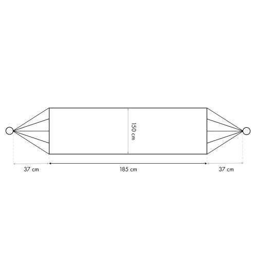 Hamac Dublu pentru 2 persoane, cu Bare de Lemn, 180x150cm, 150 kg, Albastru/Verde, cu 2xFranghie suspendare hamac, lungime 1 m, carlige prindere metal