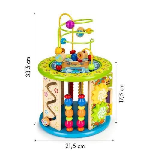 Cub Interactiv pentru Copii din Lemn cu Accesorii si Diferite Activitati, Multicolor