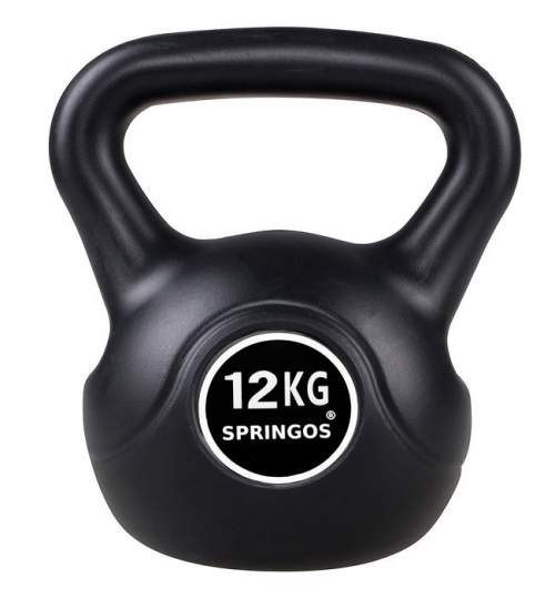 Gantera Kettlebell cu maner, ABS, 12 kg, culoare Negru