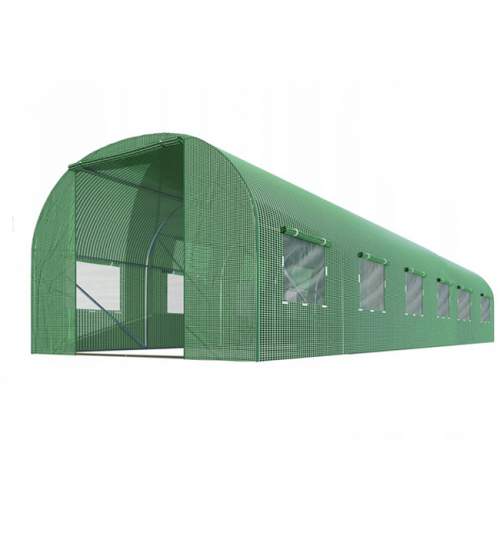 Folie protectie pentru solar 18mp pentru Gradina cu 12 Ferestre Laterale, Plase de Tantari, Dimensiuni 6x3x2m, verde