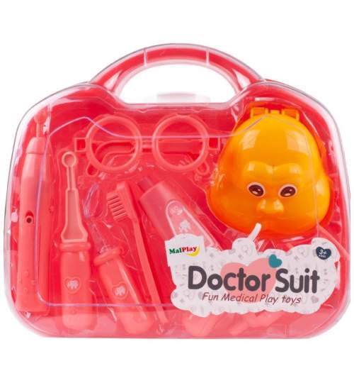 Trusa Doctor Stomatolog, Jucarii din Plastic, 9 Elemente, roz