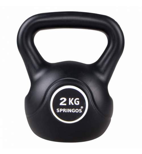 Gantera Kettlebell cu maner, ABS, 2 kg, culoare Negru