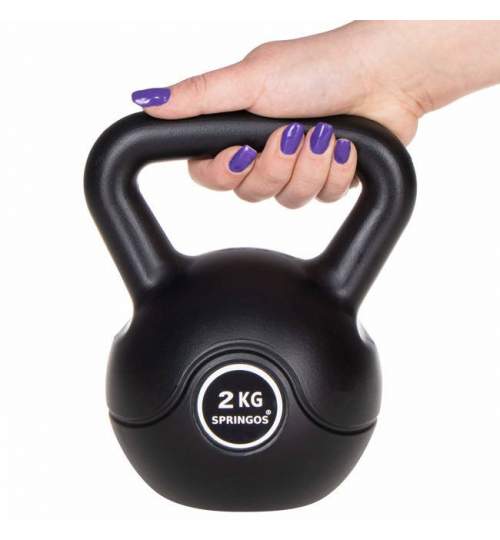 Gantera Kettlebell cu maner, ABS, 2 kg, culoare Negru