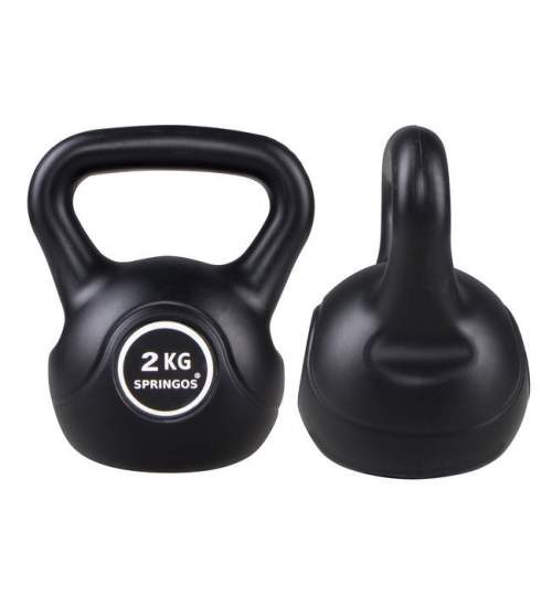 Gantera Kettlebell cu maner, ABS, 2 kg, culoare Negru