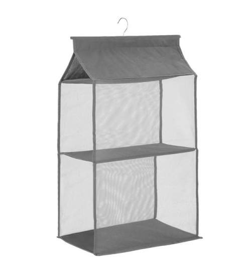 Organizator suspendat Springos, pliabil cu 2 compartimente, 68x15x38 cm, culoare gri