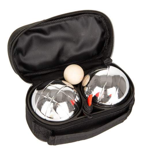 Set 2 Bile Cromate pentru Joc Petanque si Geanta Depozitare, Diametru 73 mm