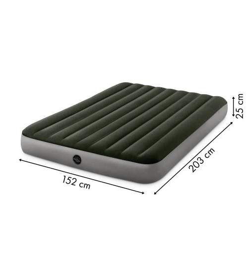 Saltea pneumatica Intex pentru 2 Persoane, 203 x 152 x 25 cm, culoare Verde/Gri