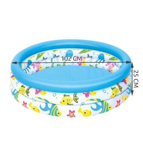 Piscina Gonflabila Rotunda pentru Copii, Bestway, 102 x 25 cm, Vinil, 101L, culoare Multicolor