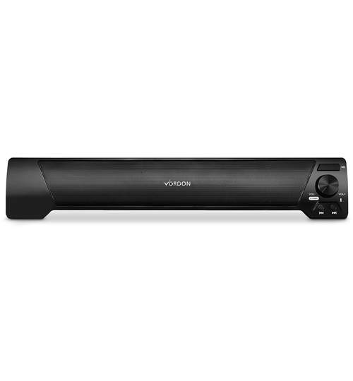 Boxa Bluetooth Soundbar Portabila, Microfon Incorporat, Radio FM, AUX, USB, MicroSD, Conectare fara Fir la PC, TV, Telefon HandsFree, Laptop, Vordon 2x5W