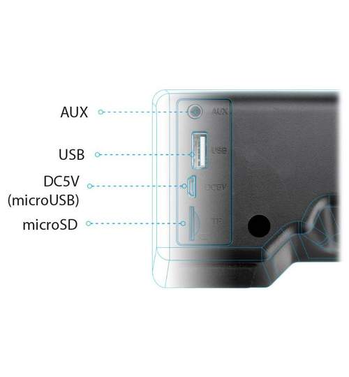 Boxa Bluetooth Soundbar Portabila, Microfon Incorporat, Radio FM, AUX, USB, MicroSD, Conectare fara Fir la PC, TV, Telefon HandsFree, Laptop, Vordon 2x5W