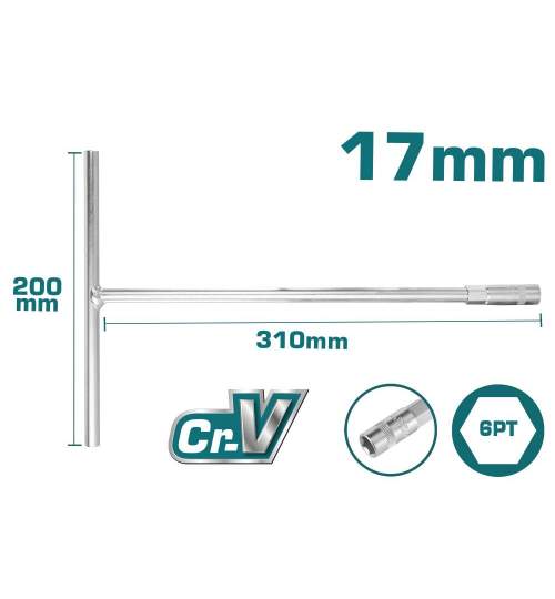 TOTAL - Cheie tubulara cu maner in T - 17mm,200x310mm (INDUSTRIAL) - MTO-THTSW1706