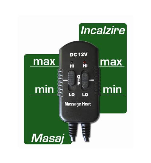 Husa Scaun Auto pe Gri cu 3 Motorase Masaj + Incalzire 2 Trepte 12V