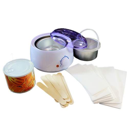 Kit pentru epilare cu ceara, Incalzitor Ceara, Spatule si Benzi, 100W