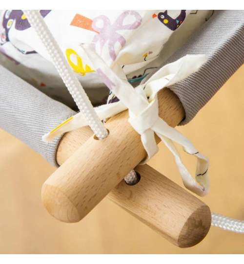 Leagan pentru copii 6-36 luni, textil/lemn, gri, 70x45x160 cm MART-AR142431