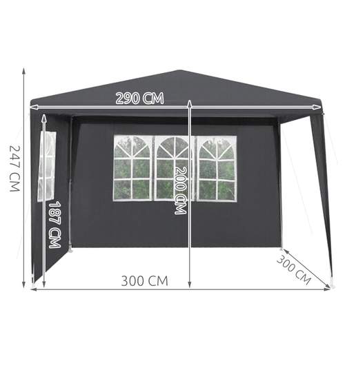 Cort pavilion pentru gradina, curte sau evenimente 3x3m, culoare Negru