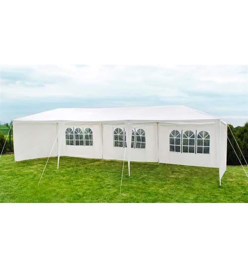 Cort pavilion pentru gradina, curte sau evenimente 3x9m, culoare Alb