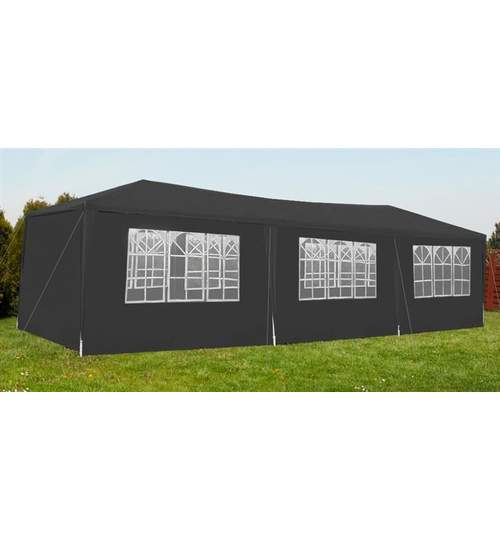 Cort pavilion pentru gradina, curte sau evenimente 3x9m, culoare Gri