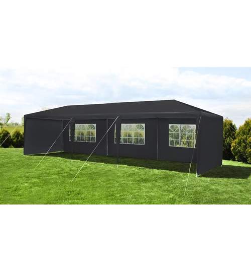 Cort pavilion pentru gradina, curte sau evenimente 3x9m, culoare Gri