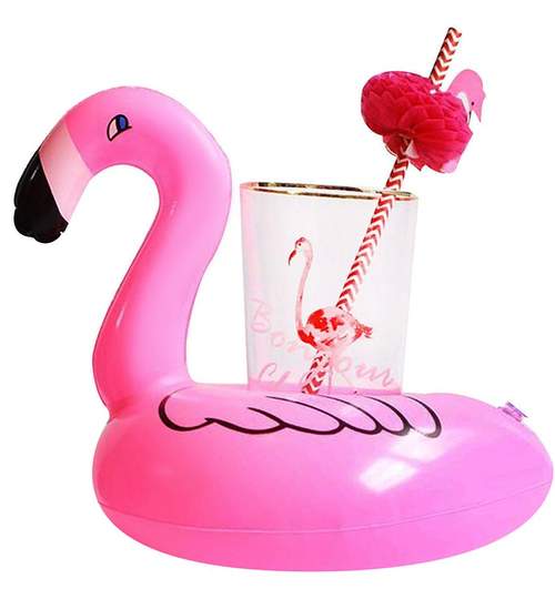 Suport colac gonflabil pentru bauturi sau accesorii piscina tip Flamingo, culoare Roz