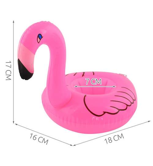 Suport colac gonflabil pentru bauturi sau accesorii piscina tip Flamingo, culoare Roz