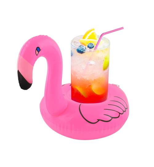 Suport colac gonflabil pentru bauturi sau accesorii piscina tip Flamingo, culoare Roz